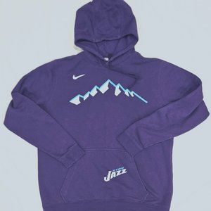 NIKE NBA UTAH JAZZ RETRO MOUNTAIN HOODIE PURPLE WHITE USED LARGE L